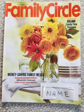 Family Circle Magazine September 2011 Money-Saving Family Meals Floral Cover